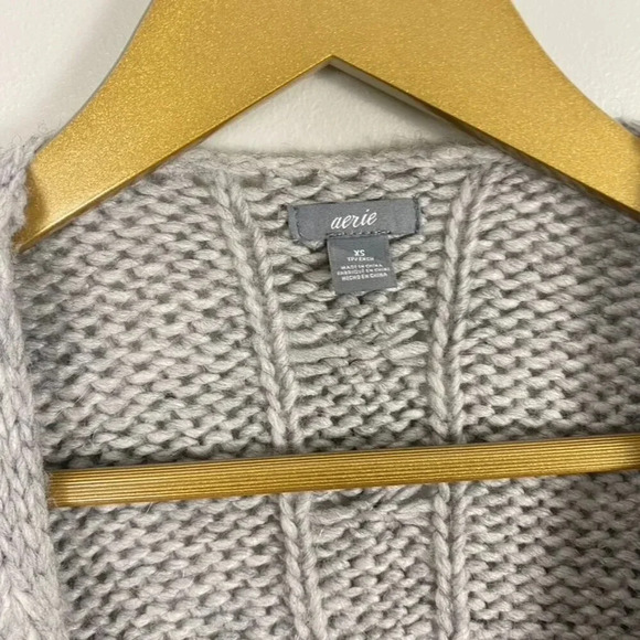 Aerie Gray Wool Alpaca Open Cardigan Sweater - Picture 4 of 9
